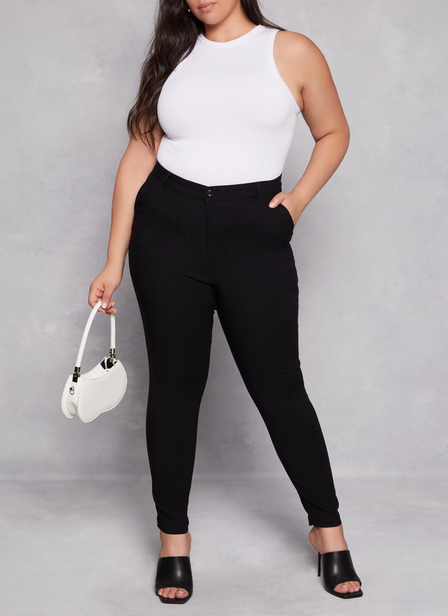 Plus Size Hyperstretch Skinny Leg Dress Pants sold by Rainbow
