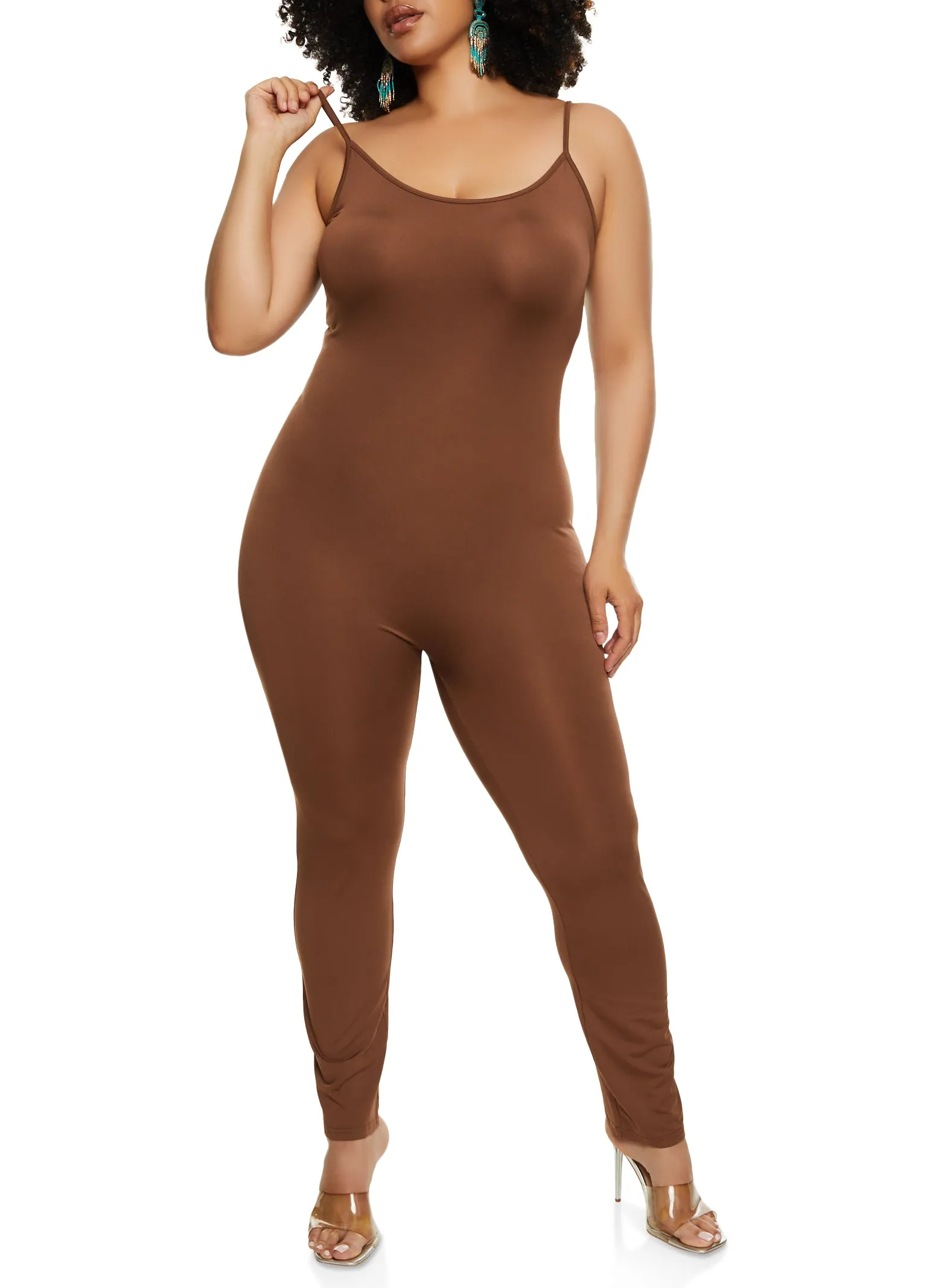 Plus Size Scoop Neck Cami Jumpsuit sold by Rainbow