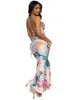 Iris Floral Lace Up Back High Slit Maxi Dress sold by Rainbow