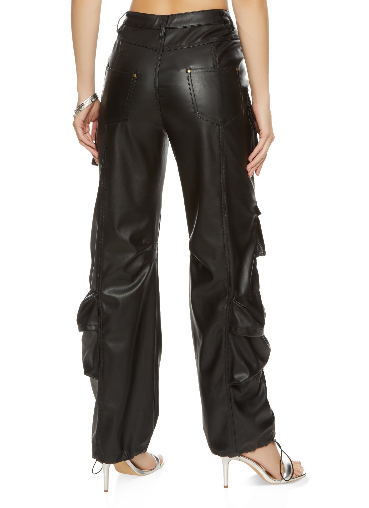 Faux Leather High Waist Cargo Pants sold by Rainbow product image thumbnail 2