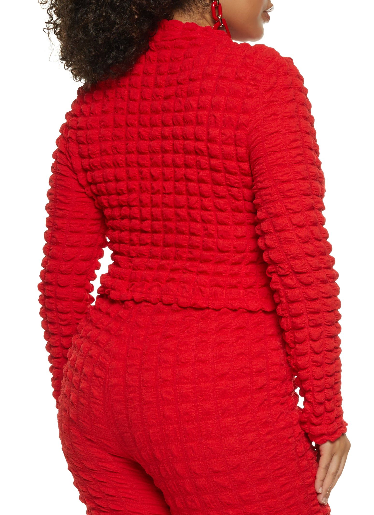 Plus Size Bubble Knit Long Sleeve Crop Top sold by Rainbow product image thumbnail 3