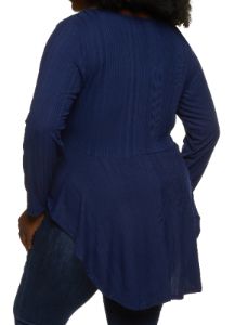 Plus Size Long Sleeve Peplum Top with Necklace sold by Rainbow