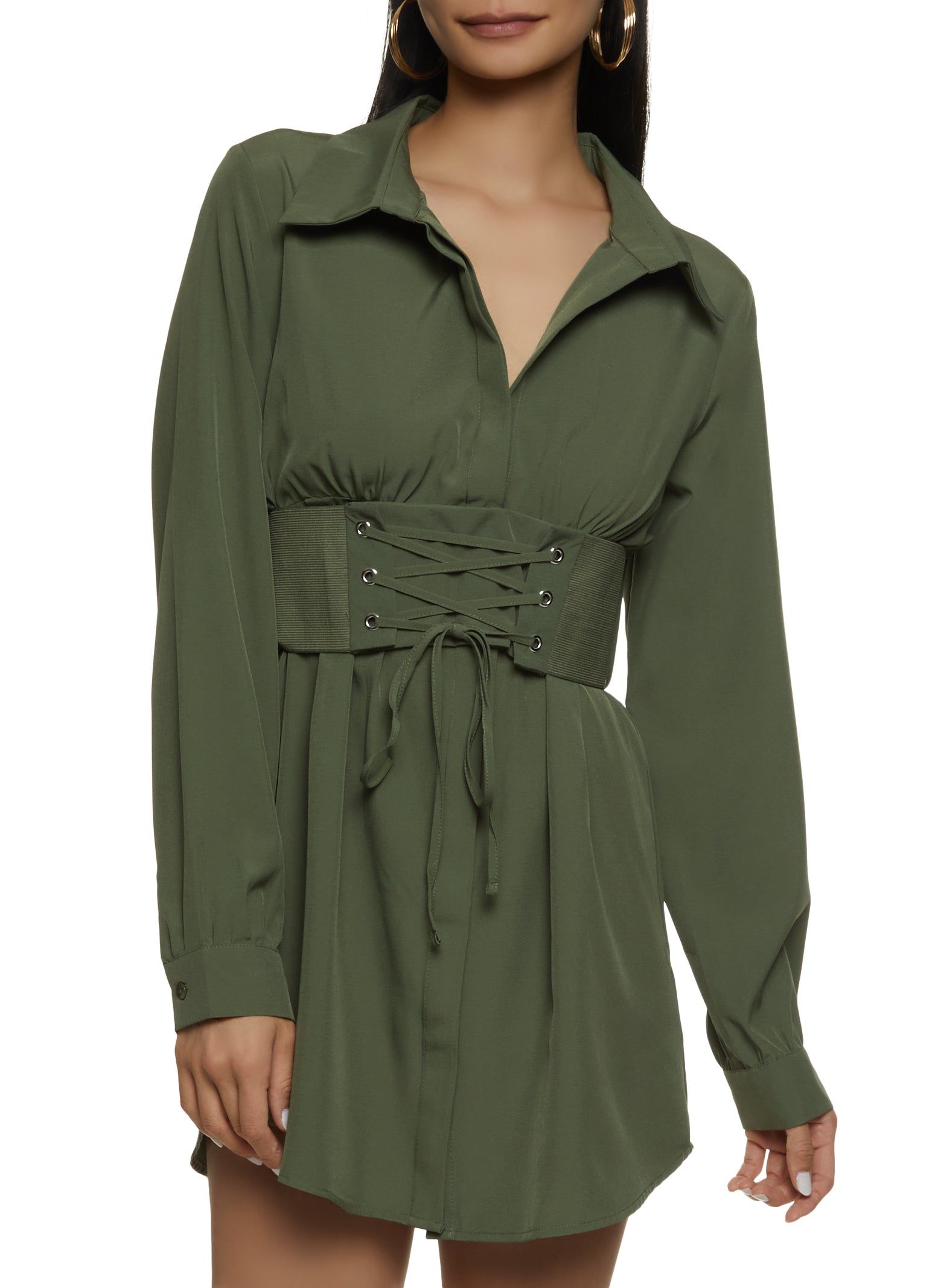 Lace Up Corset Belt Tunic Dress sold by Rainbow