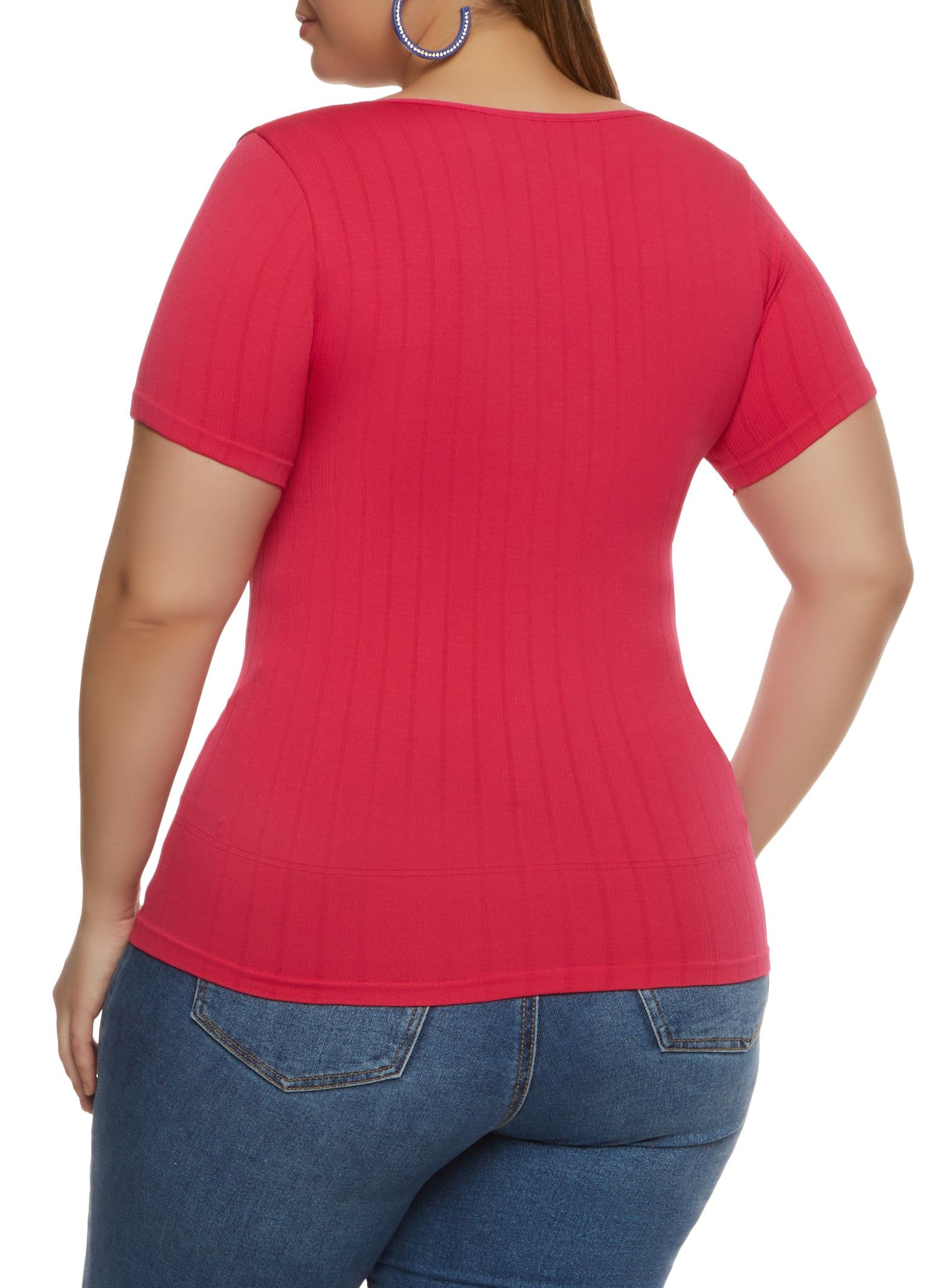 Plus Size Rib Knit Scoop Neck Tee sold by Rainbow product image thumbnail 2
