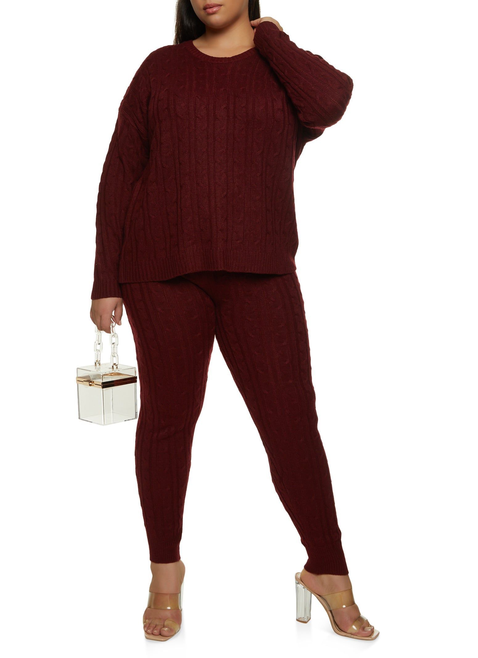 Plus Size Cable Knit Crew Neck Sweater sold by Rainbow product image thumbnail 2