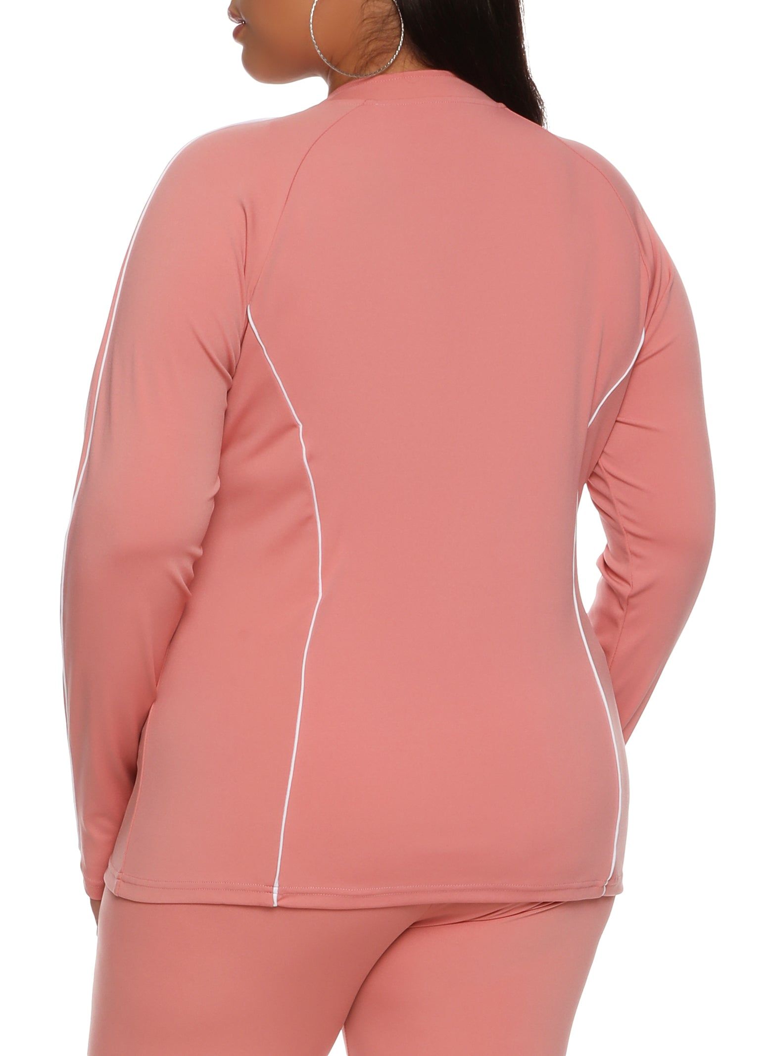 Plus Size Contrast Piping Zip Front Track Jacket sold by Rainbow product image thumbnail 3
