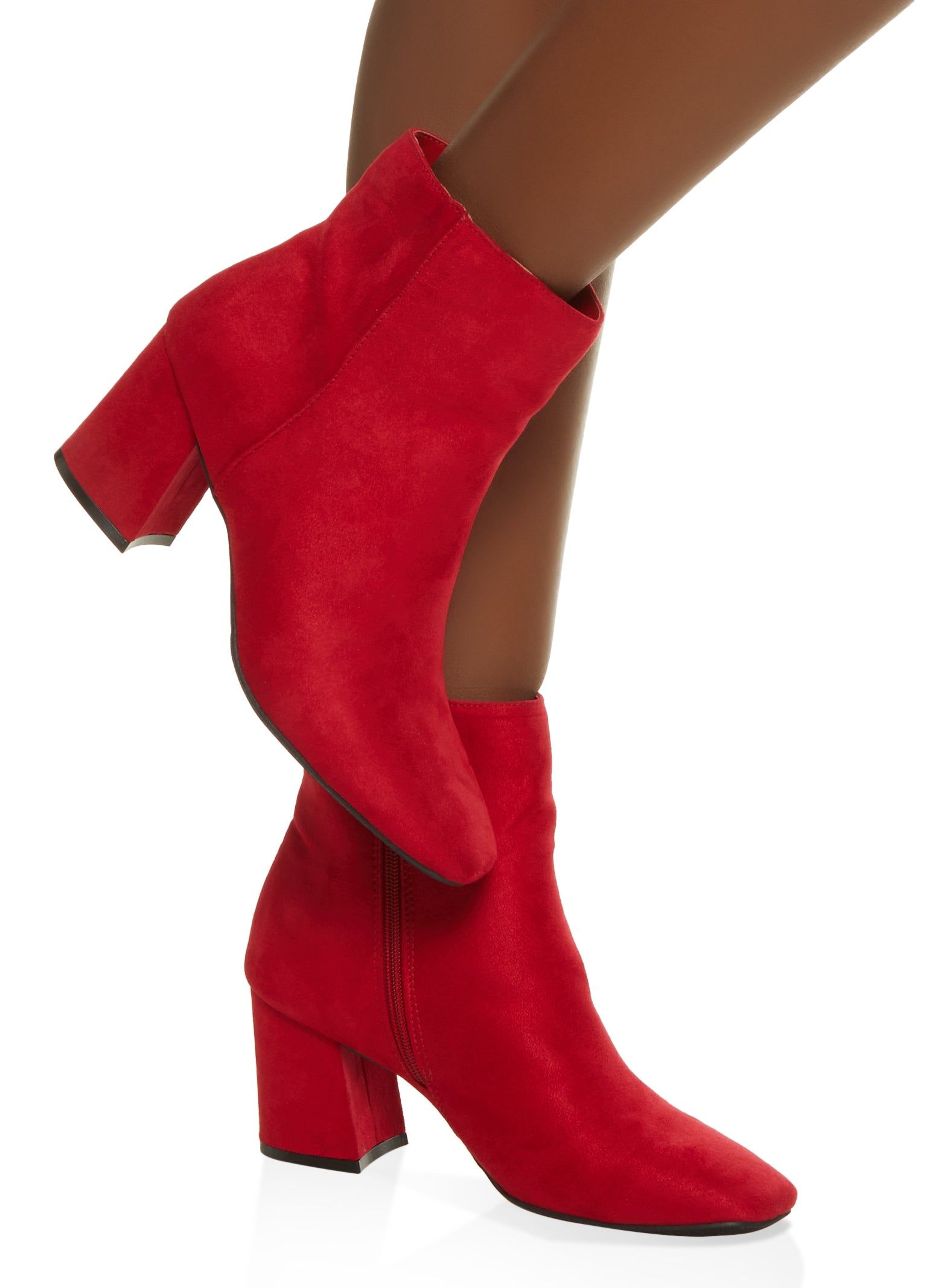 Square Toe Block Heel Booties sold by Rainbow