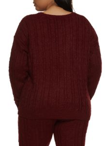 Plus Size Cable Knit Crew Neck Sweater sold by Rainbow