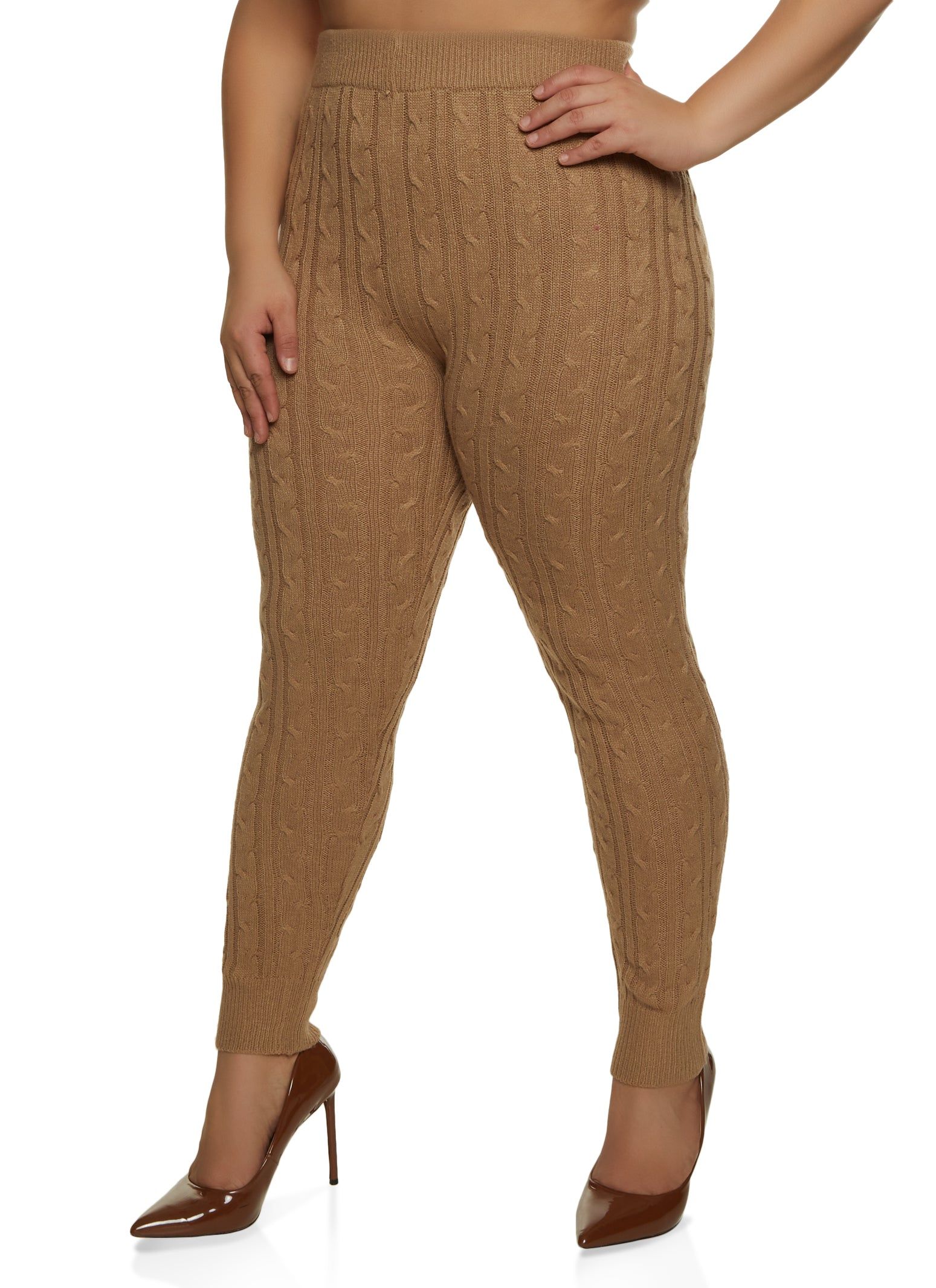 Plus Size Cable Knit Skinny Pants sold by Rainbow
