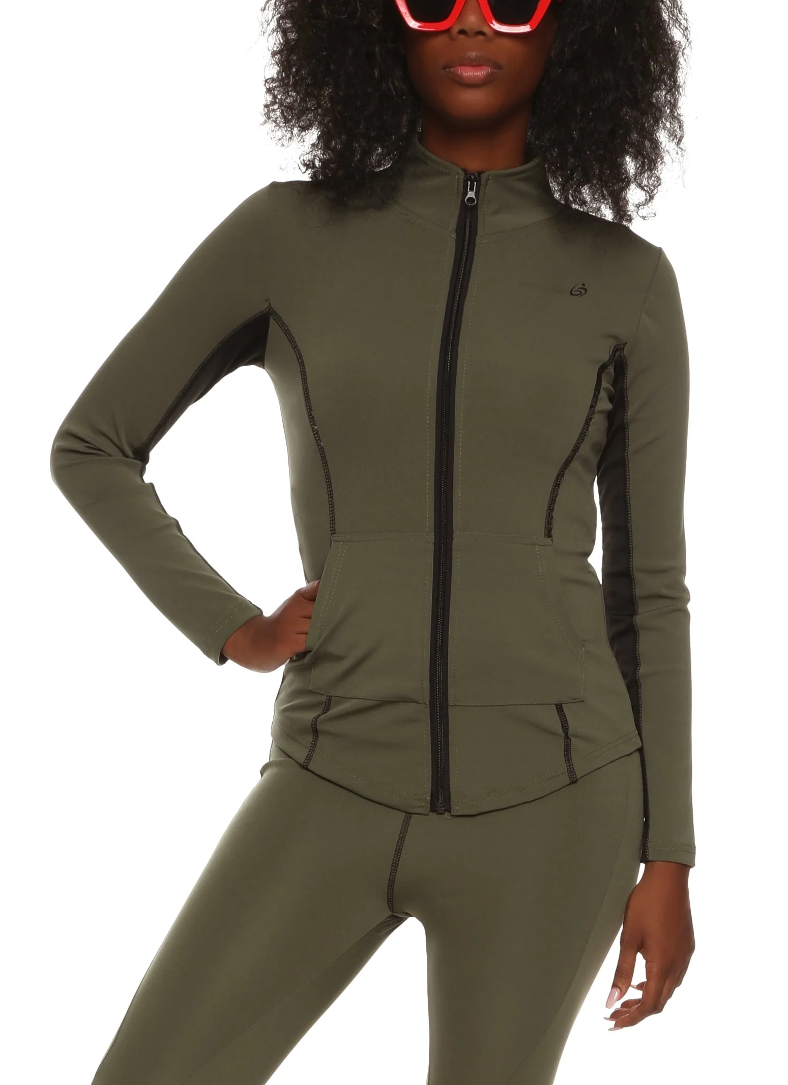 Mock Neck Zip Front Track Jacket sold by Rainbow