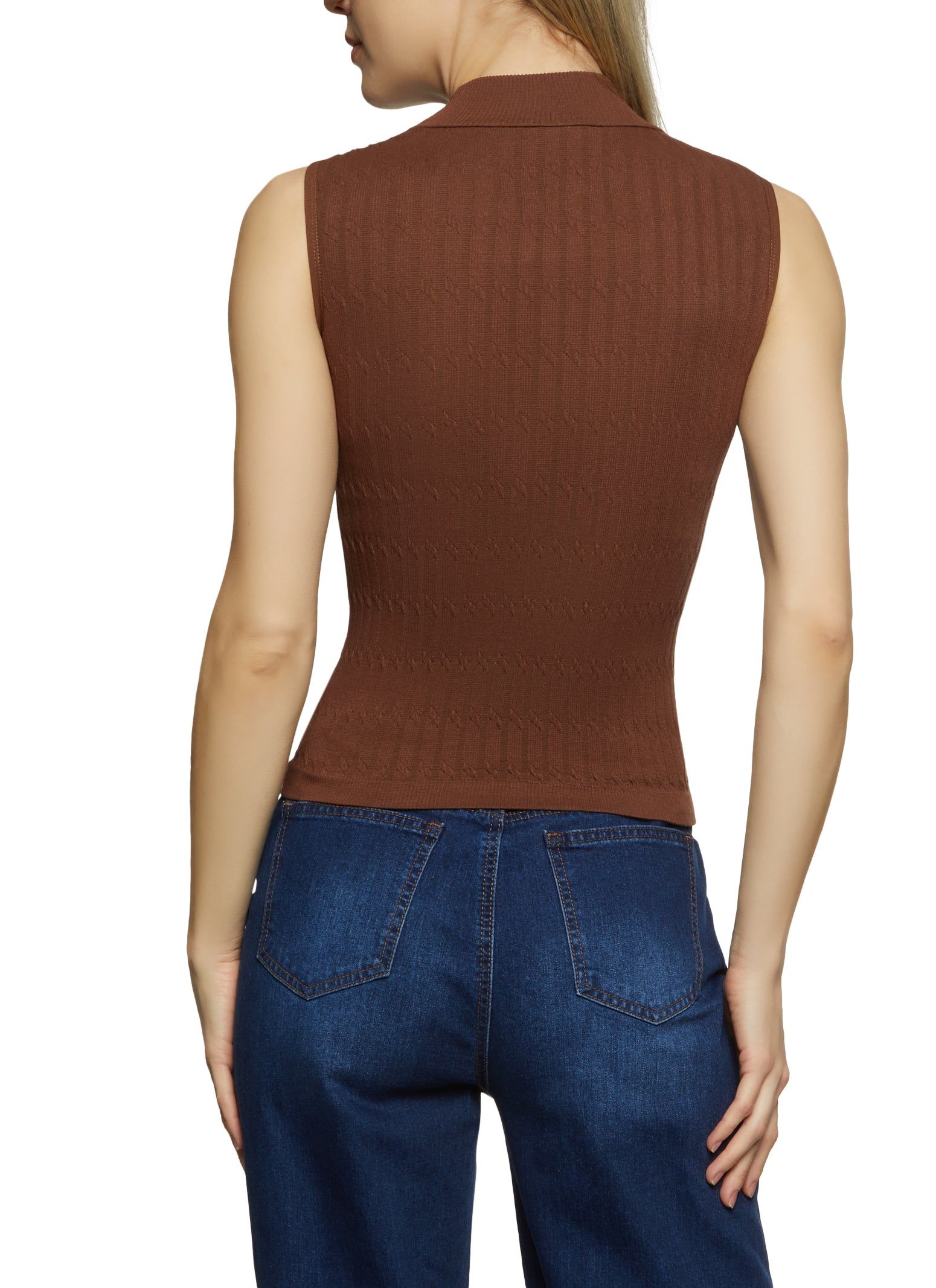 Textured Knit Mock Neck Tank Top sold by Rainbow product image thumbnail 2