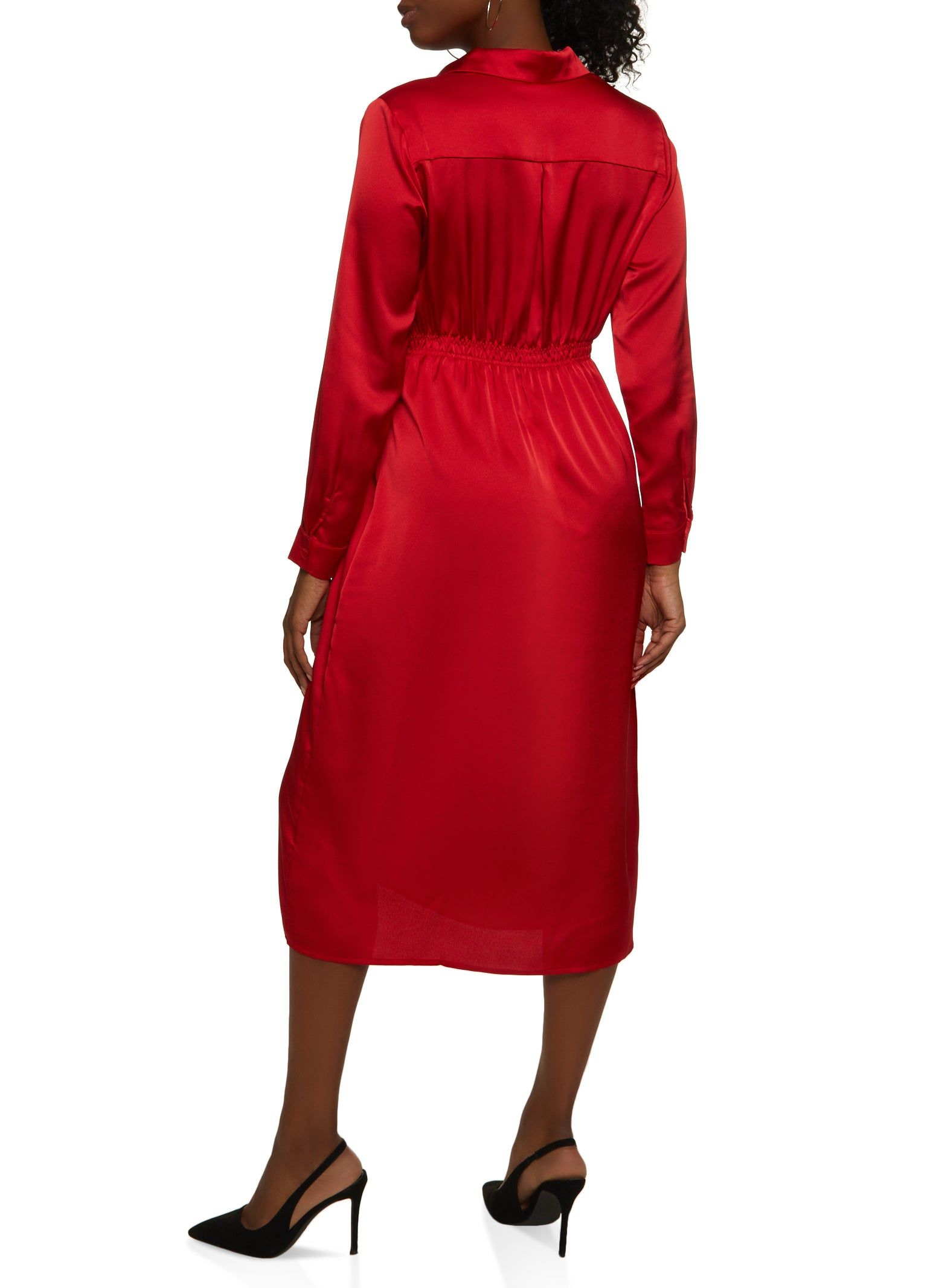 Satin Faux Wrap Button Front Dress sold by Rainbow product image thumbnail 3