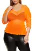 Plus Size Mesh Ruched Quarter Sleeve Top sold by Rainbow