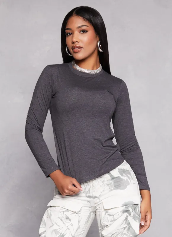 Basic Crew Neck Long Sleeve T Shirt sold by Rainbow