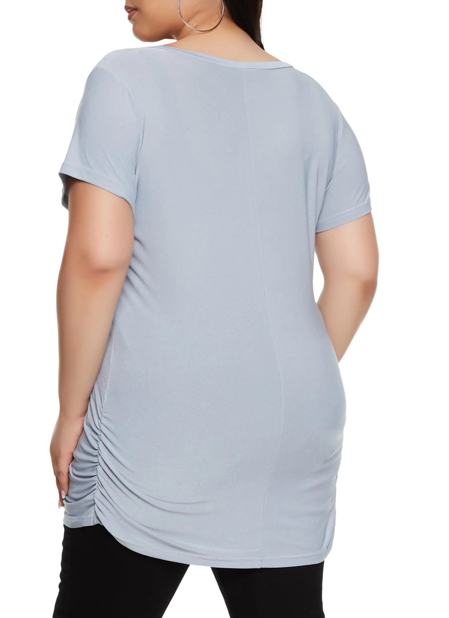 Plus Size Ruched Side V Neck T Shirt sold by Rainbow product image thumbnail 2