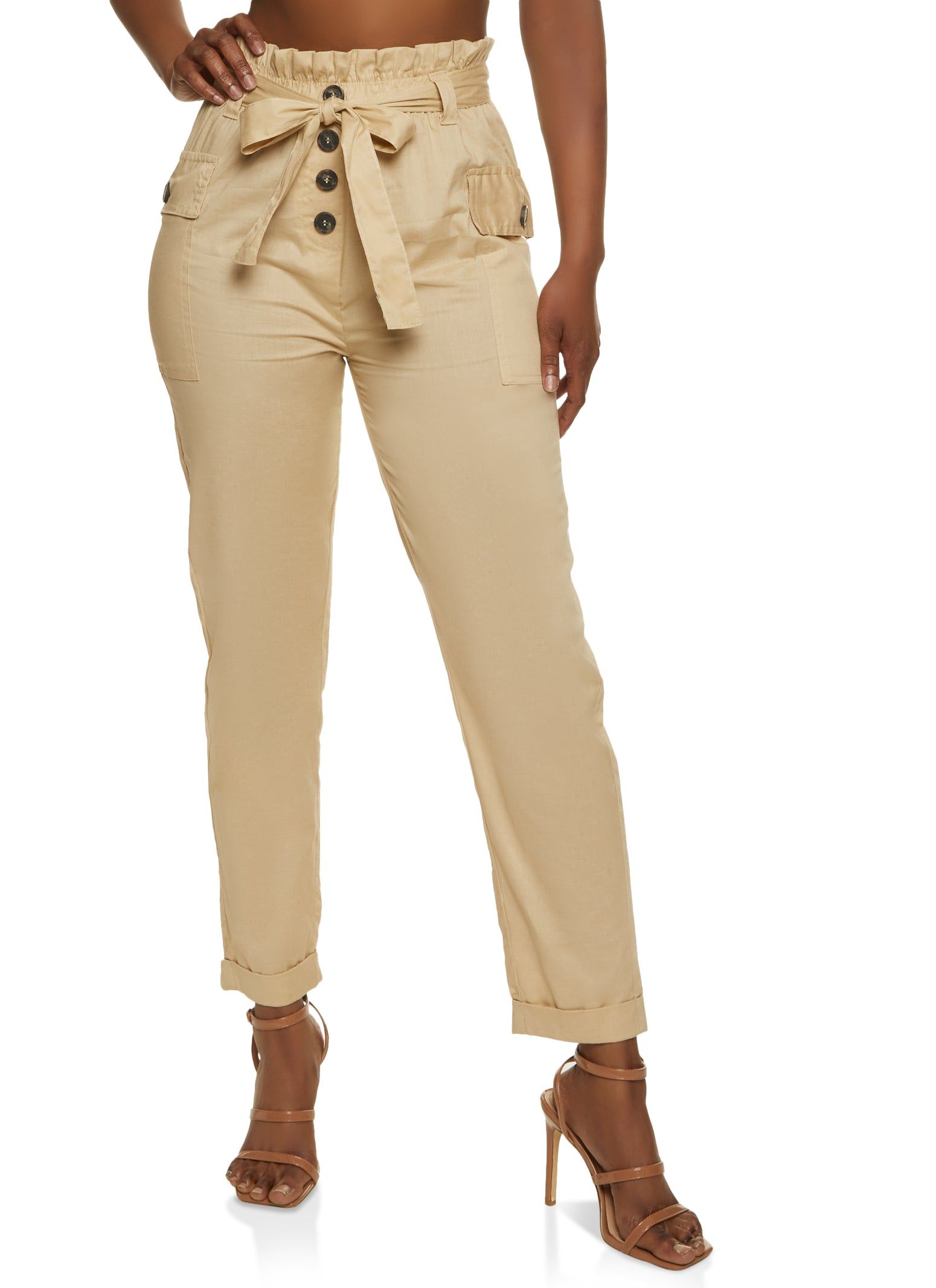 Poplin Paper Bag Waist Belted Pants sold by Rainbow product image thumbnail 2