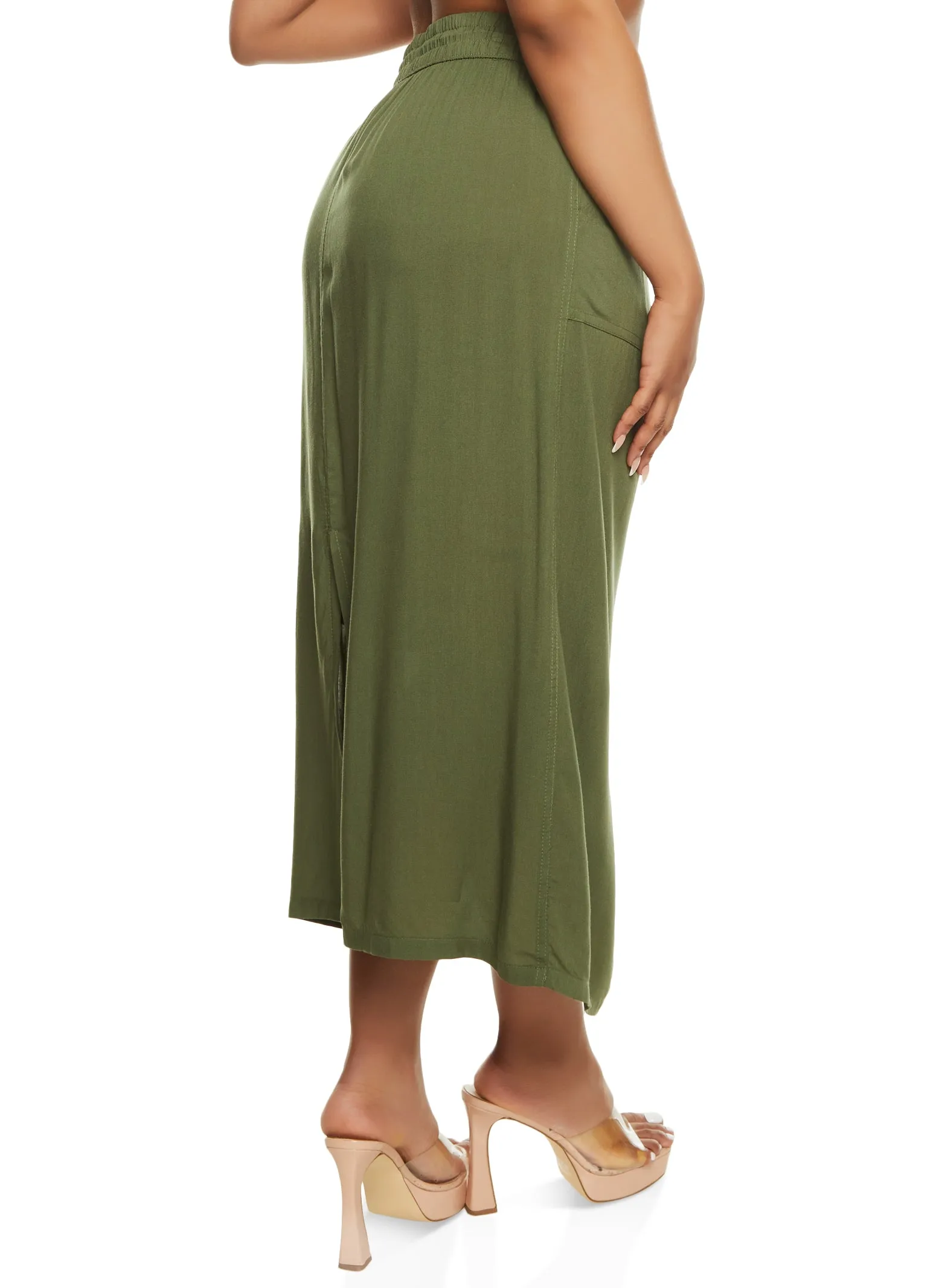 Plus Size Linen Toggle Drawstring Cargo Skirt sold by Rainbow product image thumbnail 3