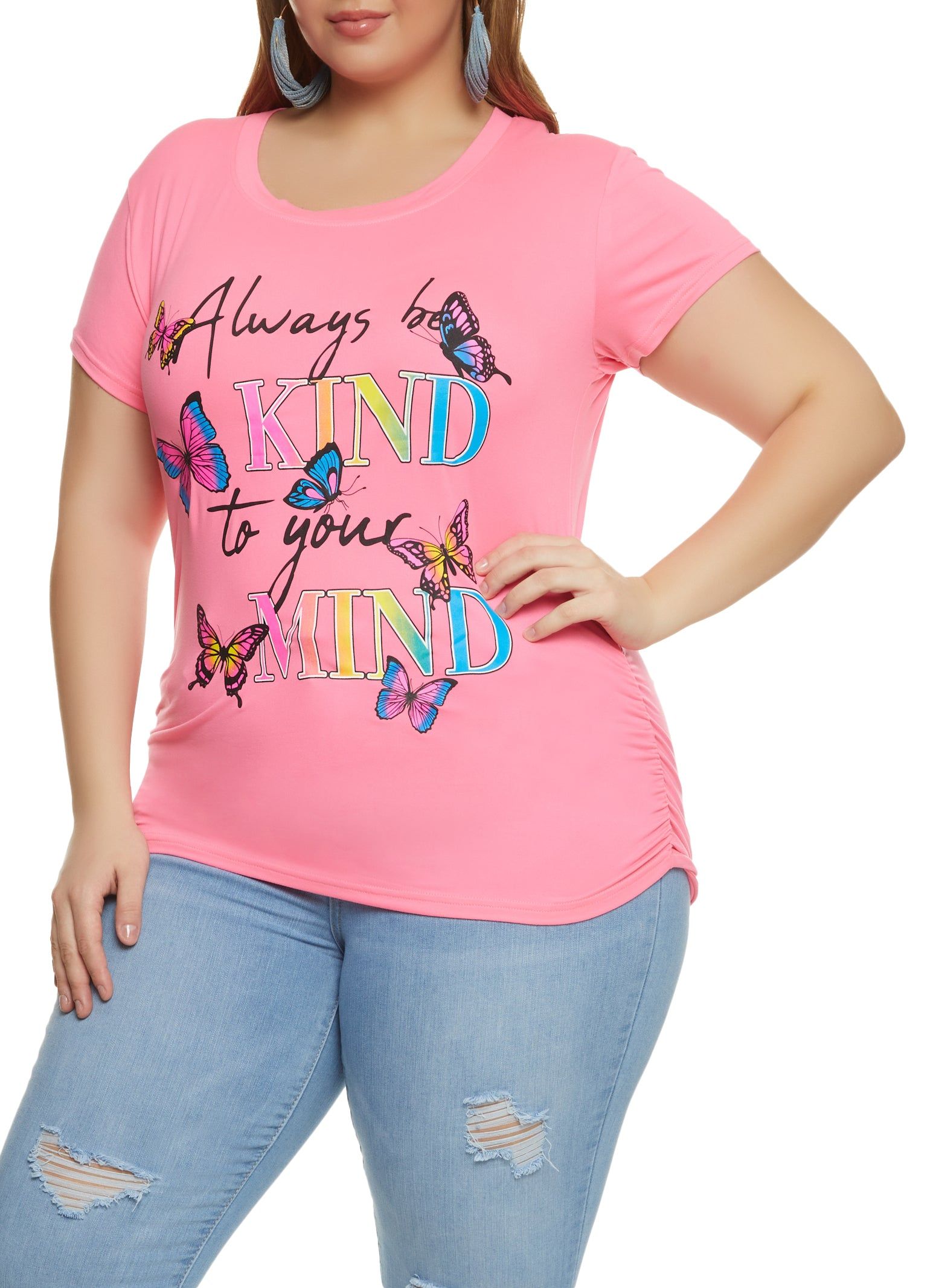 Plus Size Always Be Kind To Your Mind Graphic Tee sold by Rainbow