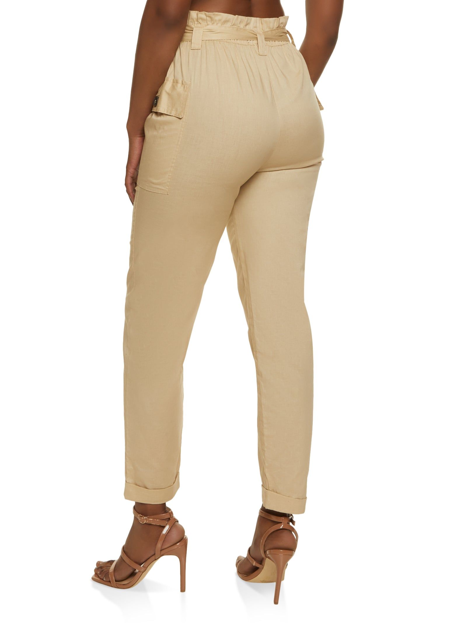 Poplin Paper Bag Waist Belted Pants sold by Rainbow product image thumbnail 3