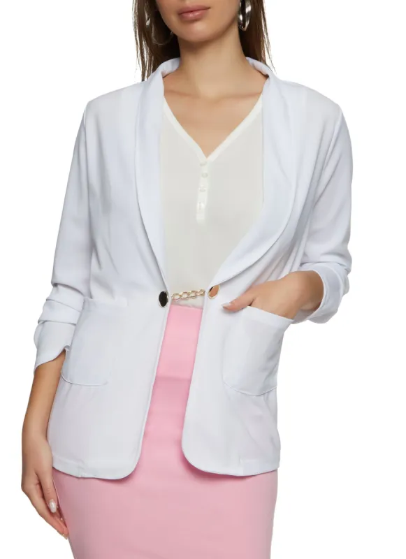 Ruched Sleeve Chain Detail Blazer sold by Rainbow
