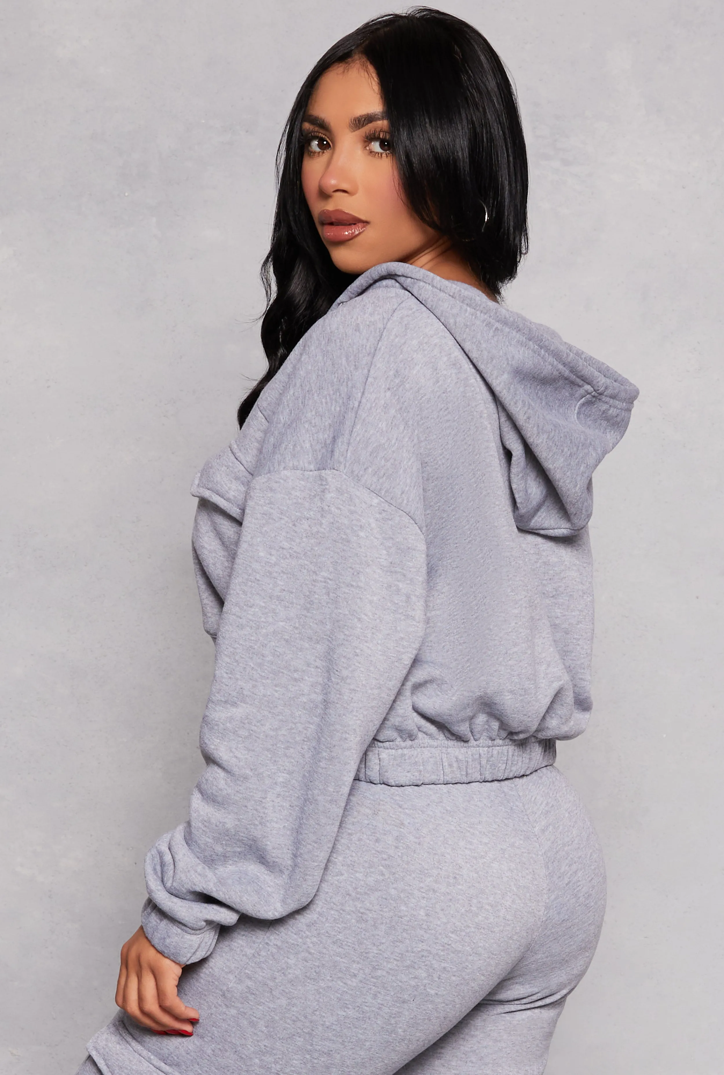 Fleece Zip Front Cropped Sweatshirt sold by Rainbow product image thumbnail 3