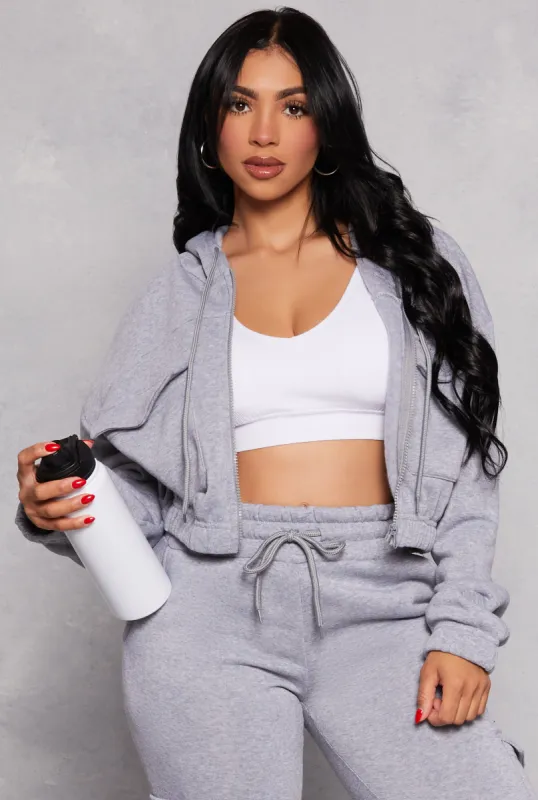 Fleece Zip Front Cropped Sweatshirt sold by Rainbow