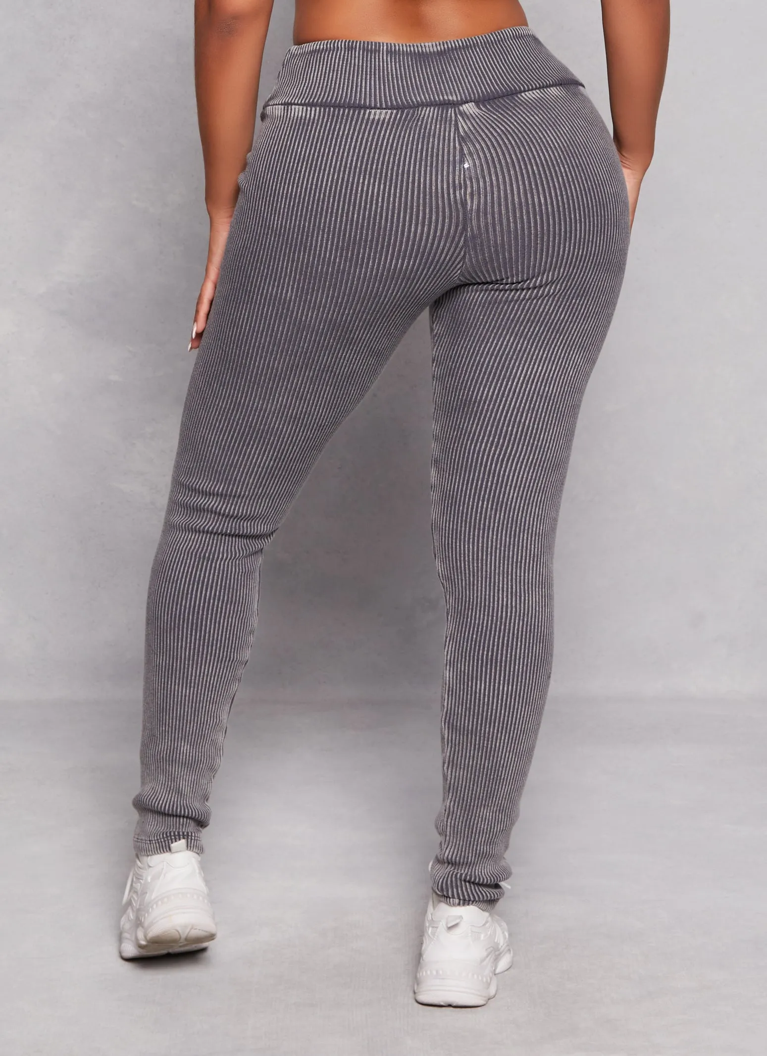 Acid Wash Ribbed High Waist Leggings sold by Rainbow product image thumbnail 3