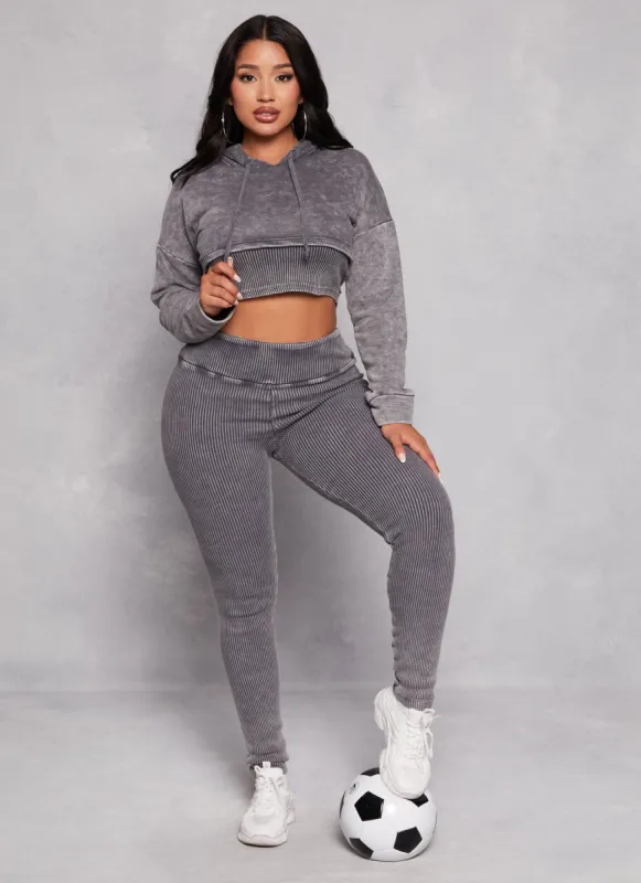 Acid Wash Ribbed High Waist Leggings sold by Rainbow