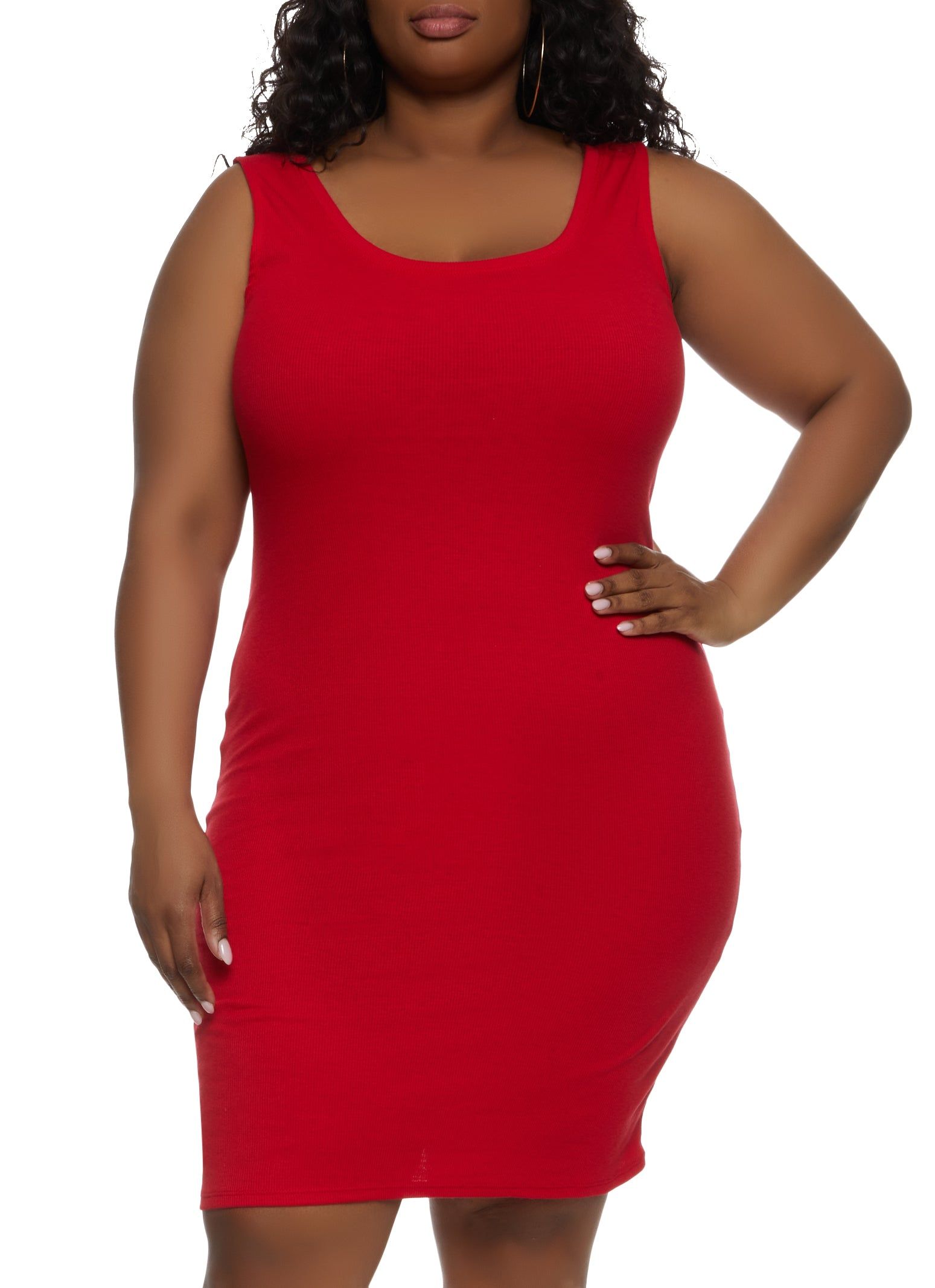 Plus Size Scoop Neck Midi Dress sold by Rainbow