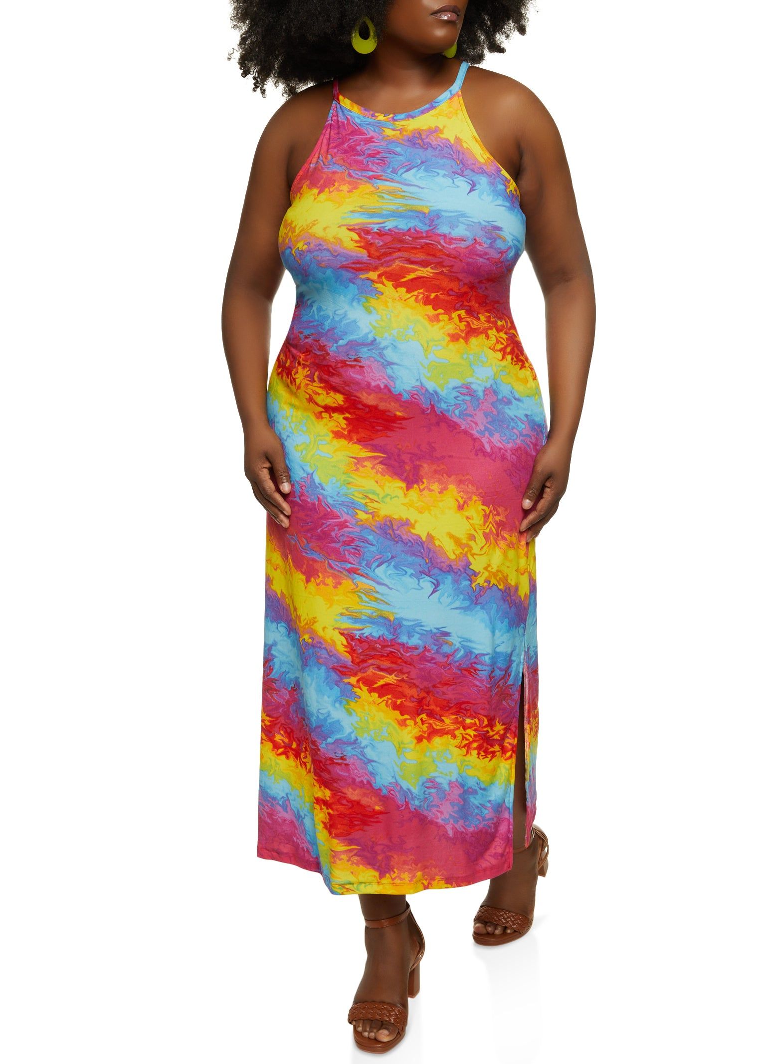 Plus Size Psychedelic Print High Neck Dress sold by Rainbow product image thumbnail 2