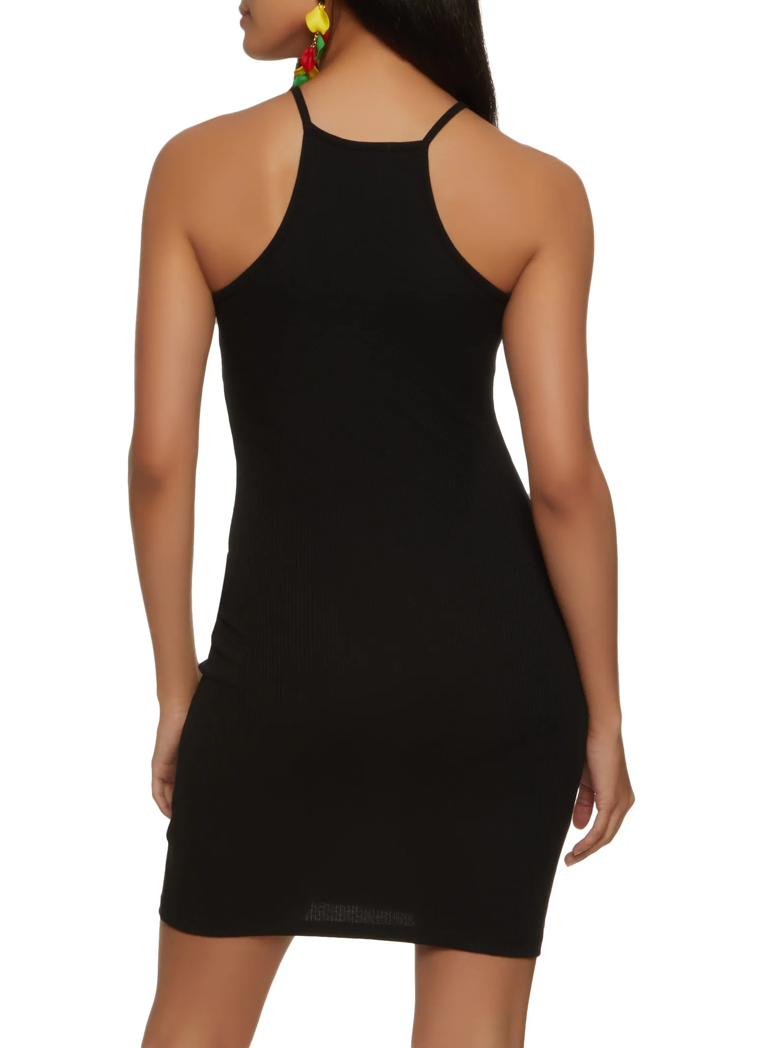 Ribbed Knit High Neck Mini Cami Dress sold by Rainbow product image thumbnail 3