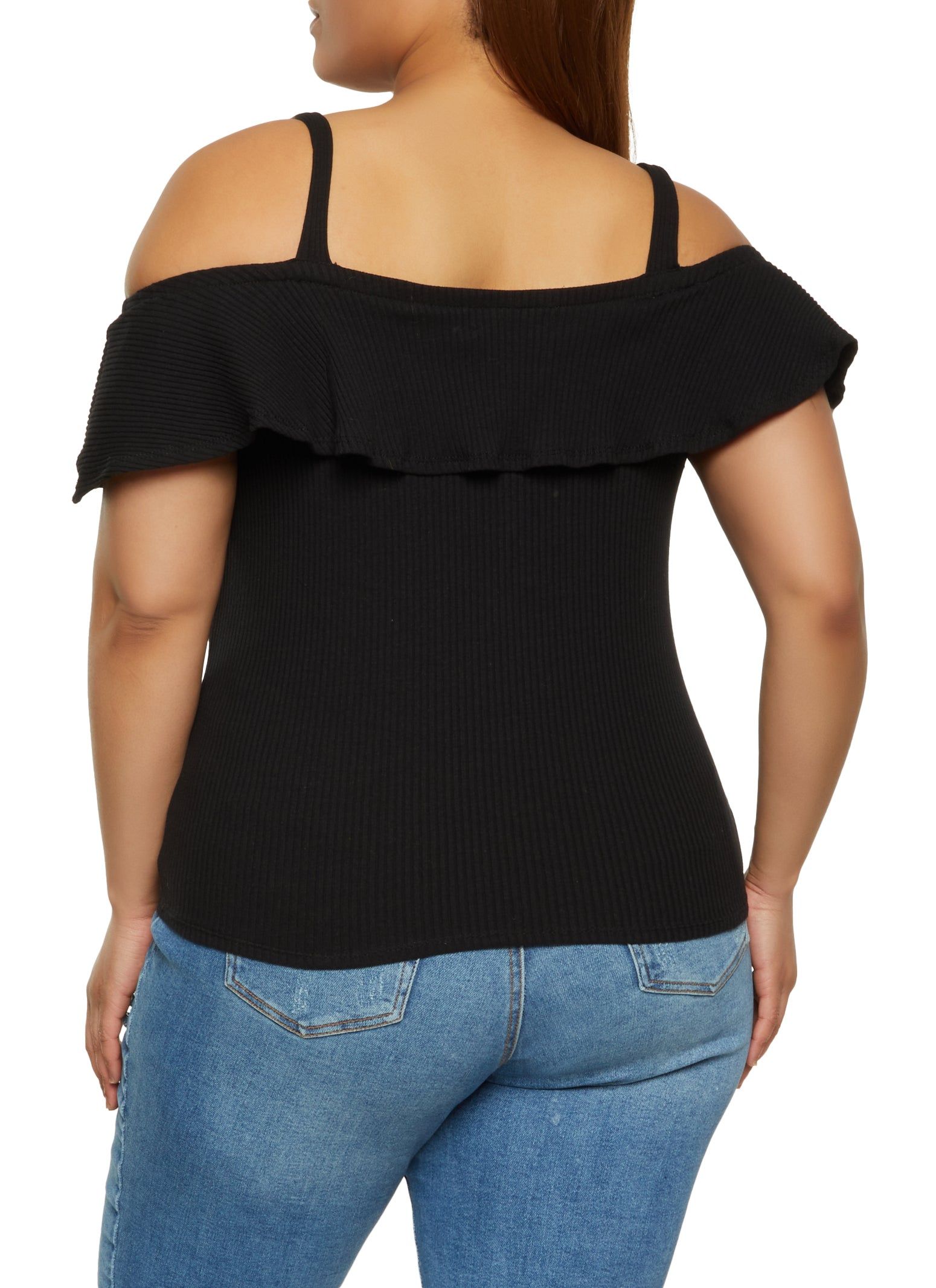 Plus Size Rib Knit Cold Shoulder Top sold by Rainbow product image thumbnail 2