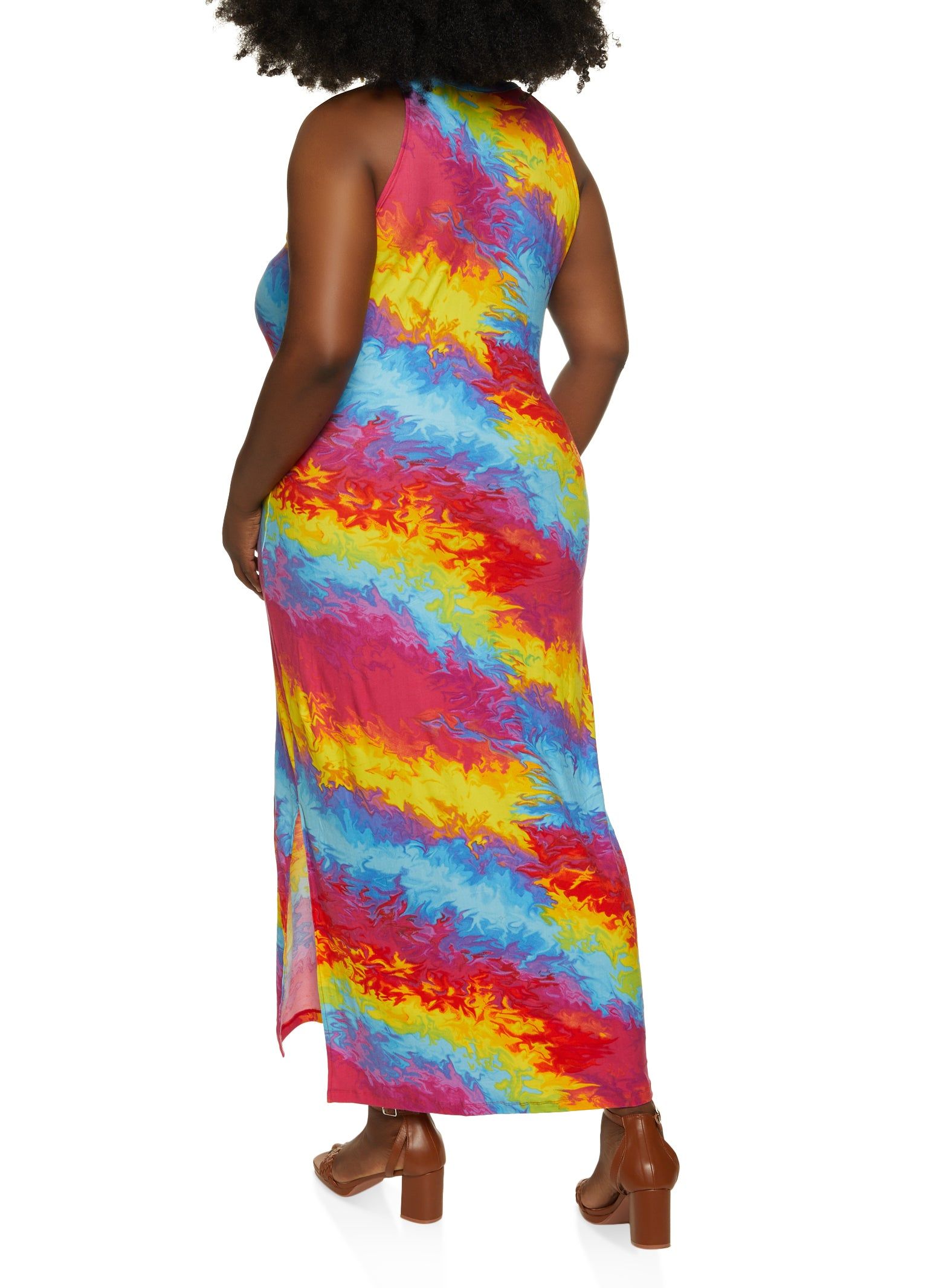 Plus Size Psychedelic Print High Neck Dress sold by Rainbow product image thumbnail 3