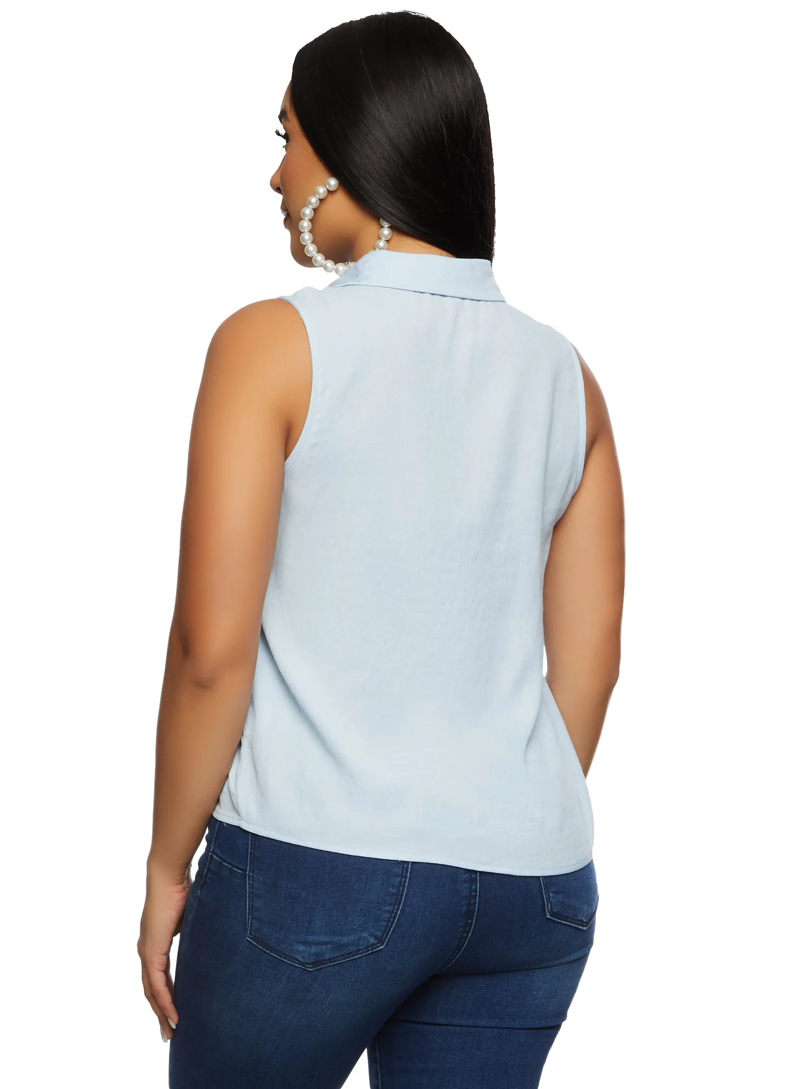Iris Gauze Knit Sleeveless Button Front Shirt sold by Rainbow product image thumbnail 2