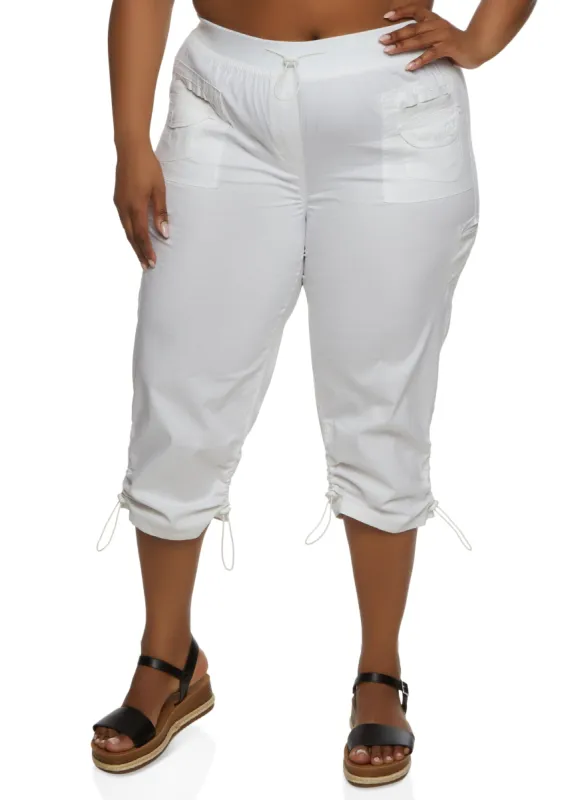 Plus Size Toggle Drawstring Capri Pants sold by Rainbow