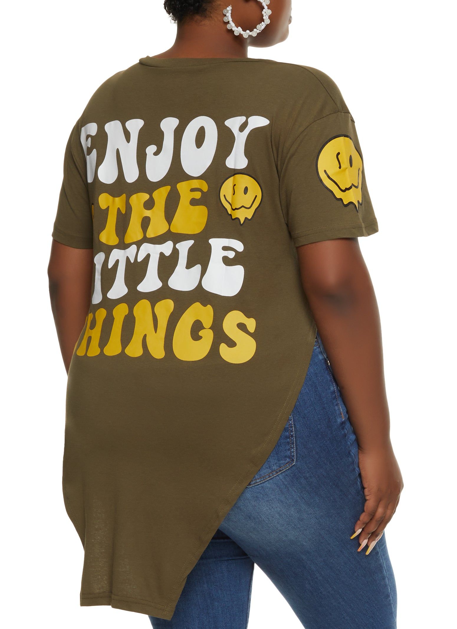 Plus Size Enjoy The Little Things Hanky Hem Graphic Tee sold by Rainbow product image thumbnail 2