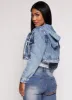 Lace Up Hooded Cropped Jean Jacket sold by Rainbow
