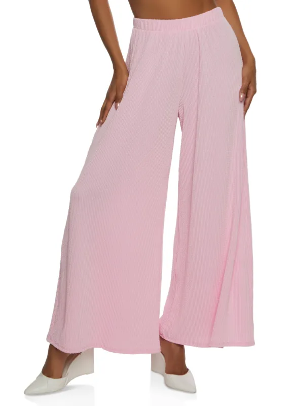 Textured Ribbed Knit Palazzo Pants sold by Rainbow