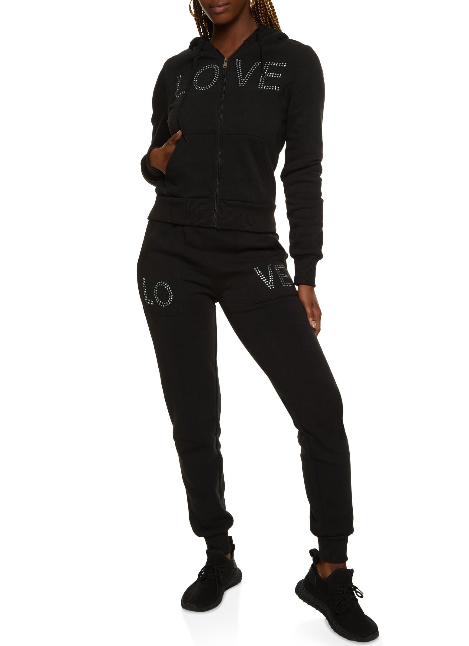 Love Rhinestone Faux Fur Lined Graphic Hoodie sold by Rainbow product image thumbnail 2