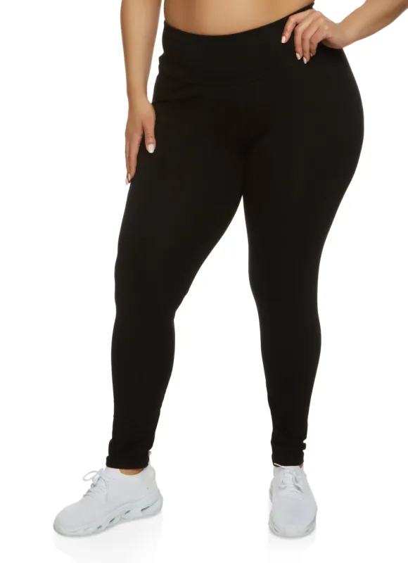 Plus Size Basic Waistband High Waist Leggings sold by Rainbow