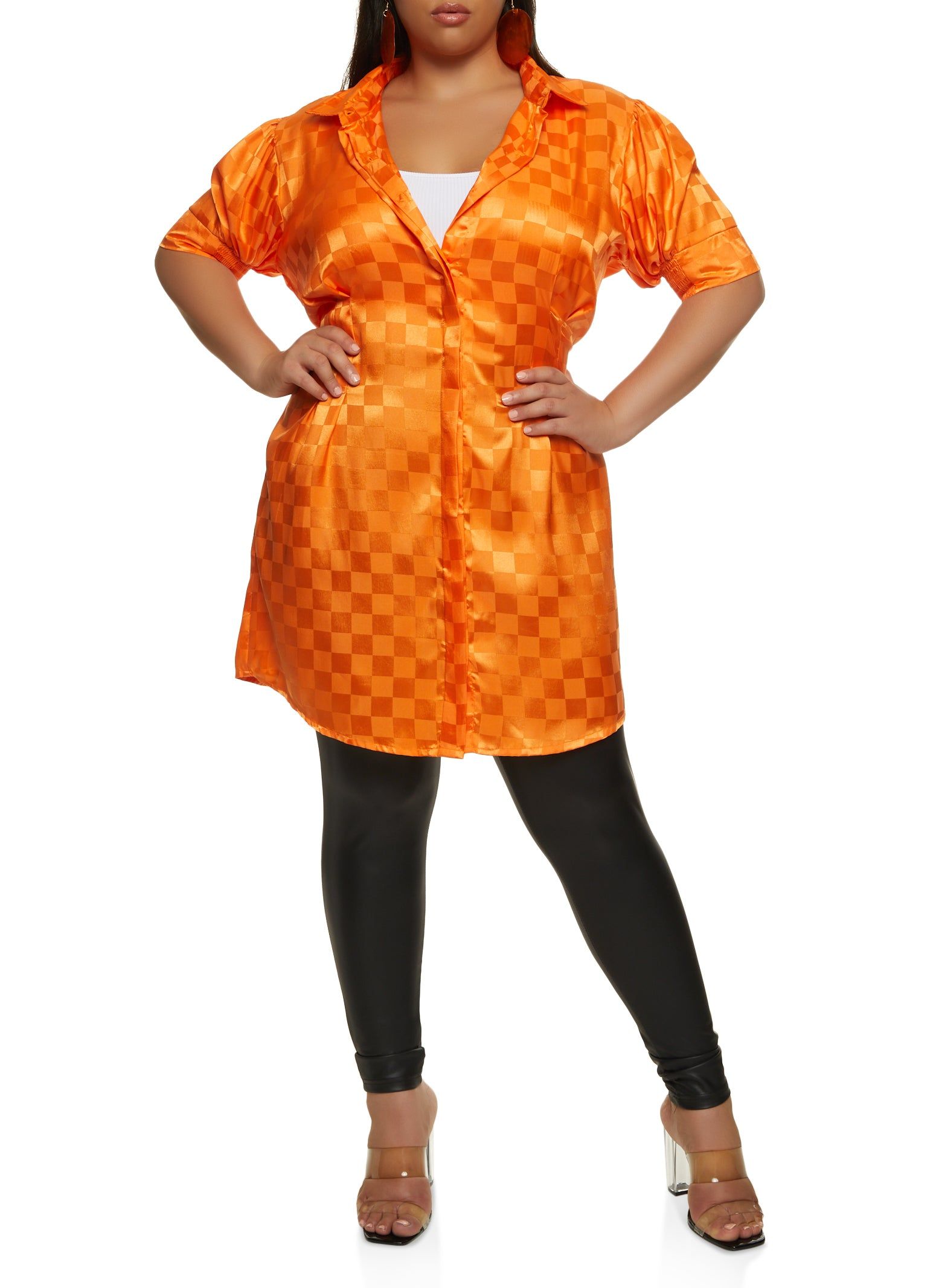 Plus Size Checkered Pleated Button Front Shirt sold by Rainbow product image thumbnail 2