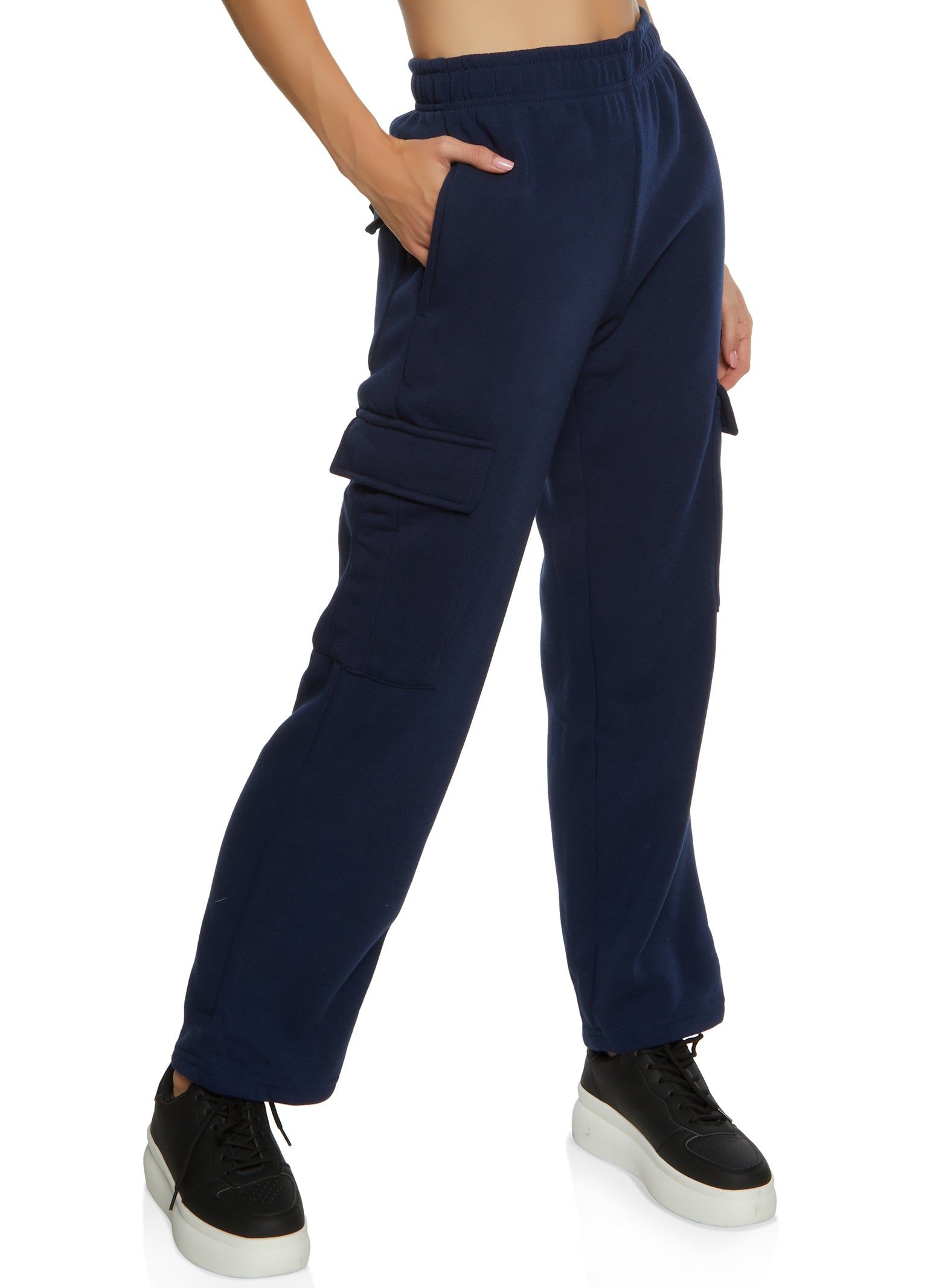 Fleece Cargo Pocket Straight Leg Sweatpants sold by Rainbow