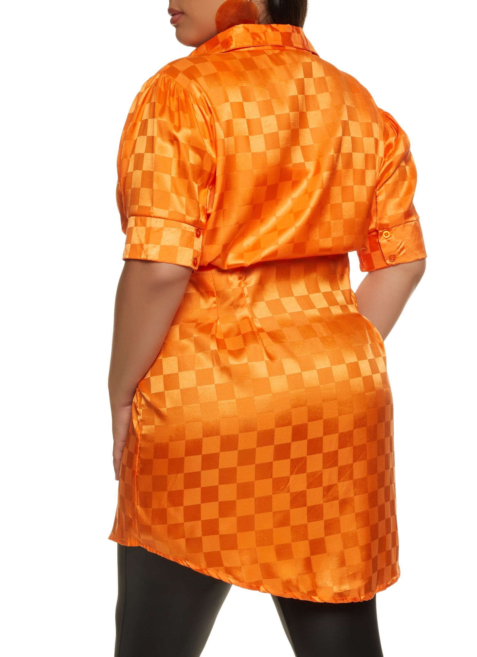 Plus Size Checkered Pleated Button Front Shirt sold by Rainbow product image thumbnail 3