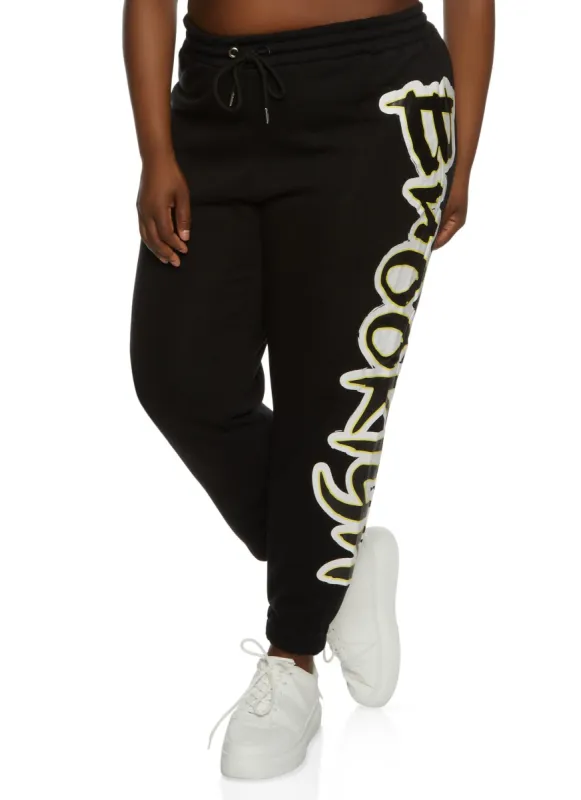 Plus Size Brooklyn Graphic Joggers sold by Rainbow