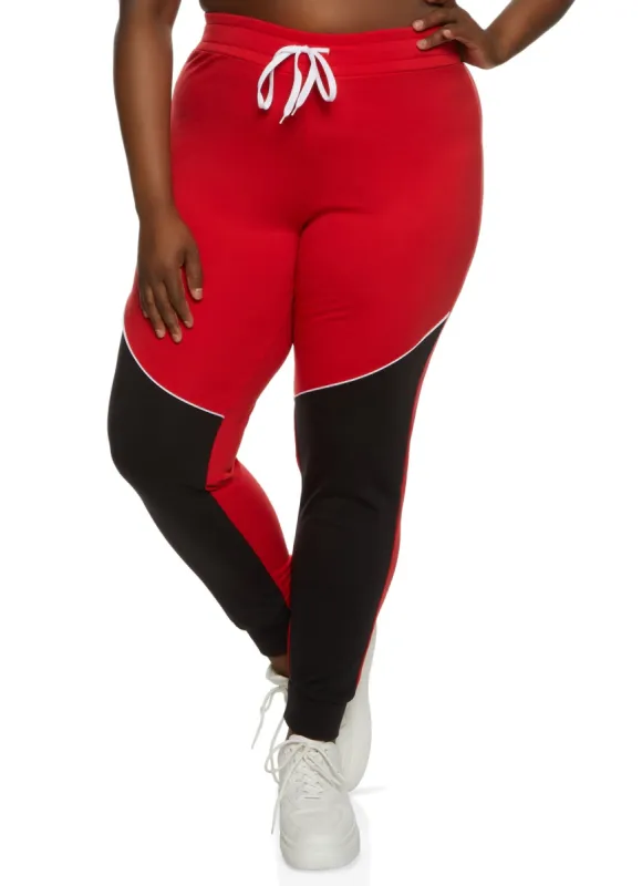 Plus Size Color Block Drawstring Joggers sold by Rainbow