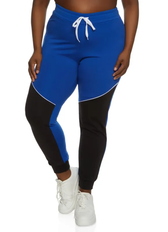 Plus Size Color Block Drawstring Joggers sold by Rainbow