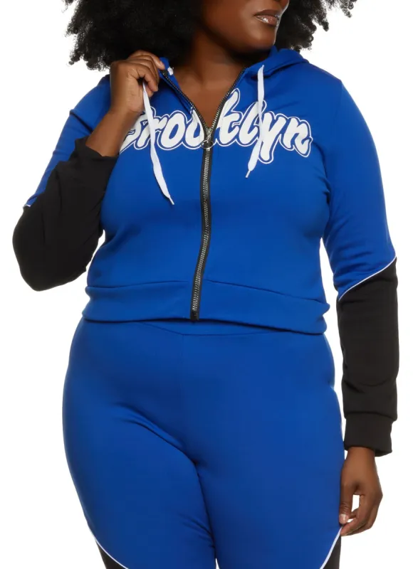 Plus Size Brooklyn Zip Front Graphic Hoodie sold by Rainbow