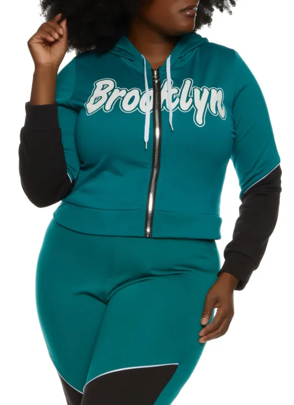 Plus Size Brooklyn Zip Front Graphic Hoodie sold by Rainbow