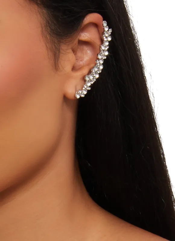 Metallic Rhinestone Climber Earrings sold by Rainbow