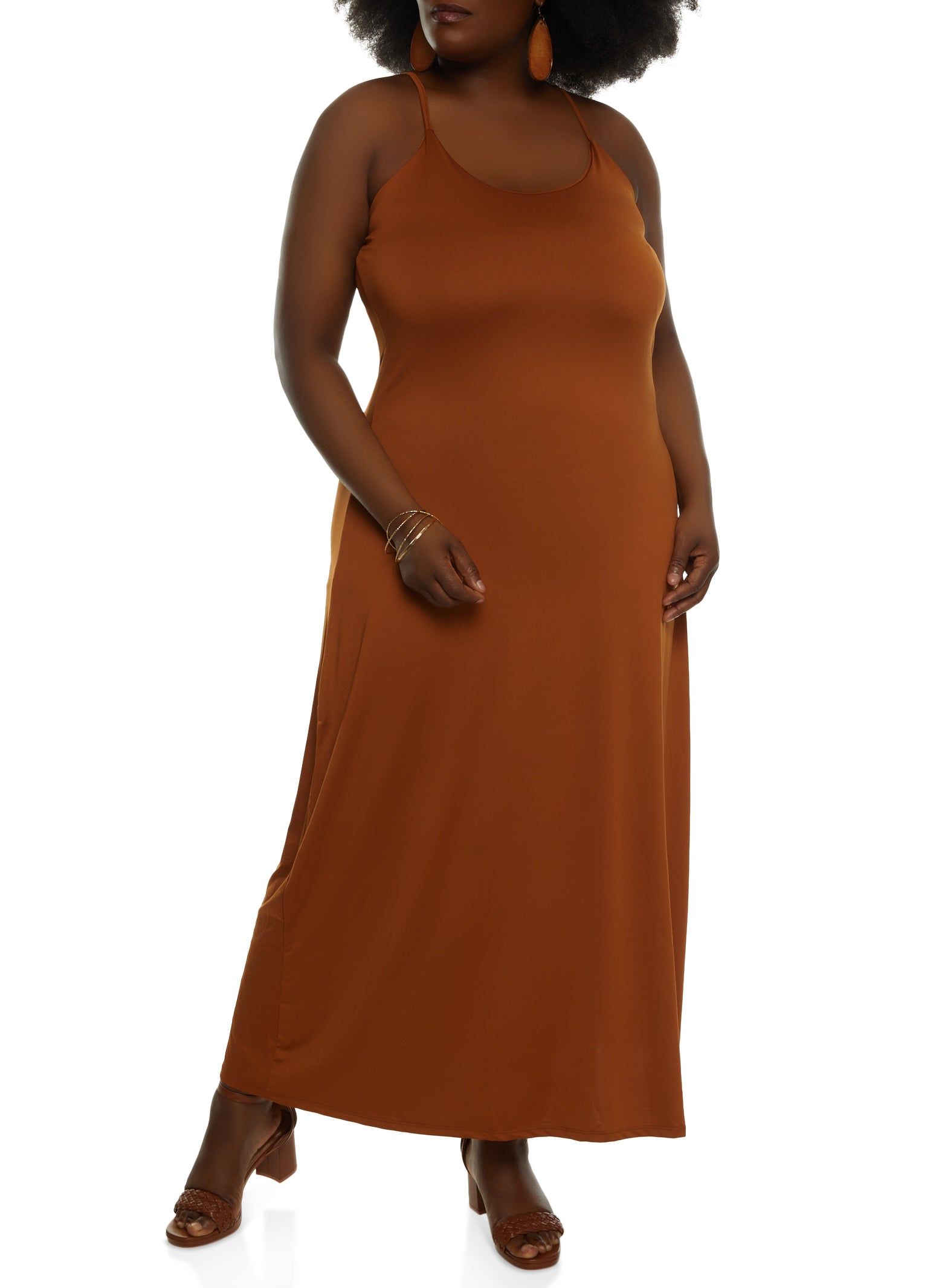 Plus Size Scoop Neck Cami Maxi Dress sold by Rainbow